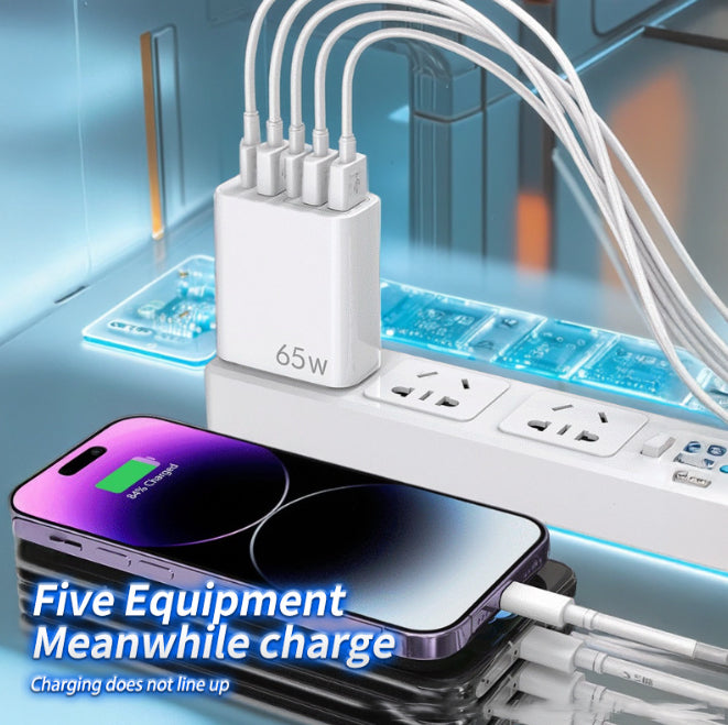 NOWORDUP® GaN 65W Intelligent Charger (3*USB-C + 2*PD Type C)