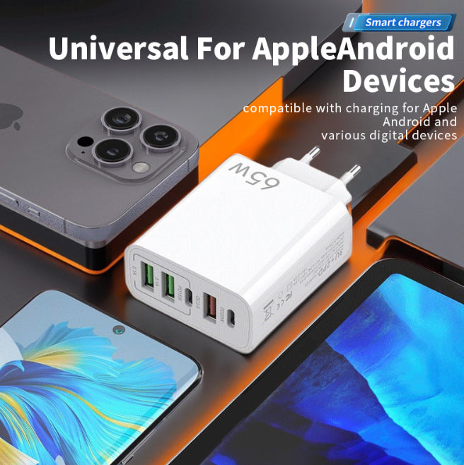 NOWORDUP® GaN 65W Intelligent Charger (3*USB-C + 2*PD Type C)