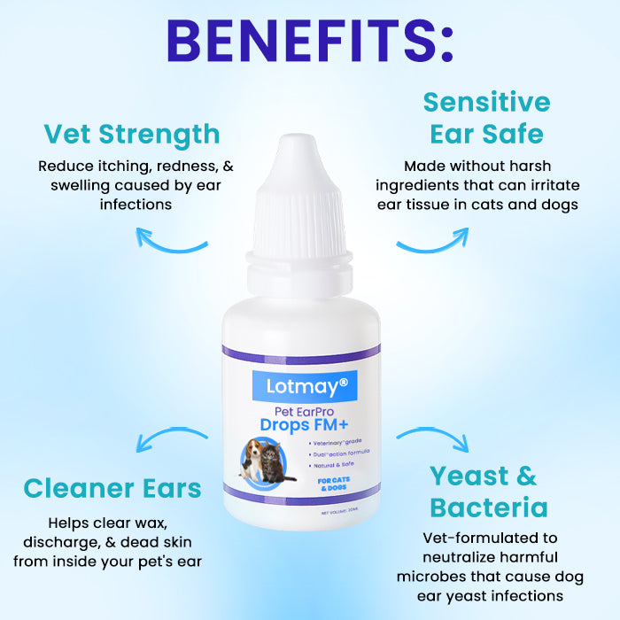 🧴Lotmay® Pet EarPro Drops FM+for Dogs & Cats🐾Vet-Formula for Bacteria, Yeast & Mites