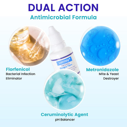🧴Lotmay® Pet EarPro Drops FM+for Dogs & Cats🐾Vet-Formula for Bacteria, Yeast & Mites