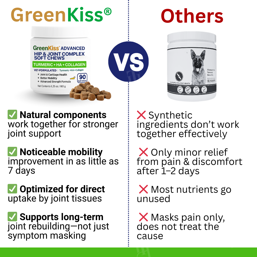 🏆🐕GreenKiss® Advanced Hip & Joint Complex Soft Chews 🦴 Turmeric + HA + Collagen🐕
