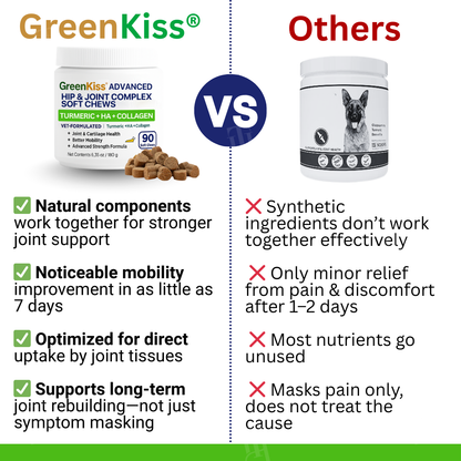🏆🐕GreenKiss® Advanced Hip & Joint Complex Soft Chews 🦴 Turmeric + HA + Collagen🐕