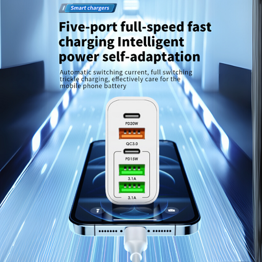 NOWORDUP® GaN 65W Intelligent Charger (3*USB-C + 2*PD Type C)