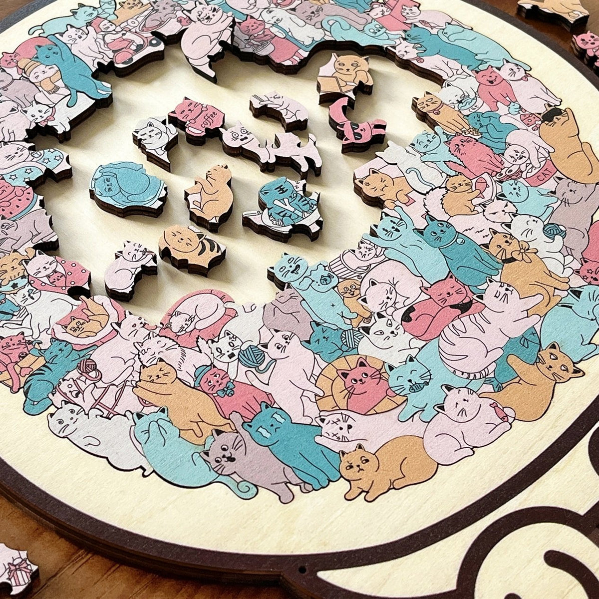 🎁 Grab Gifts  🎅Christmas Gift 135-Piece Cat-Shaped Wooden Puzzle 🐱 🎁